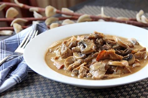 This recipe calls for pork tenderloin, but you could swap in cubes of leftover pork chop for a similar effect. Pork Roast with Mushroom Gravy | Recipe | Pork recipes, Leftover pork, Mushroom gravy