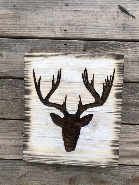 Maybe you would like to learn more about one of these? Recycled wood large farmhouse carved rustic deer head wall decor | Deer head wall decor, Deer ...