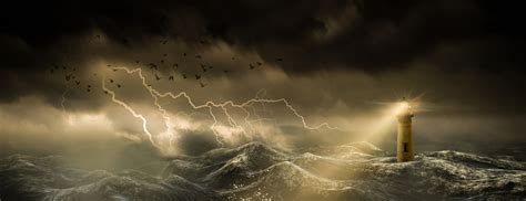Lighthouse In A Stormy Sea Free Stock Photo Public Domain Pictures