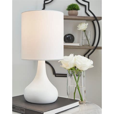 Ashley Signature Design Lamps Contemporary L204324 Camdale White Metal Table Lamp With Usb