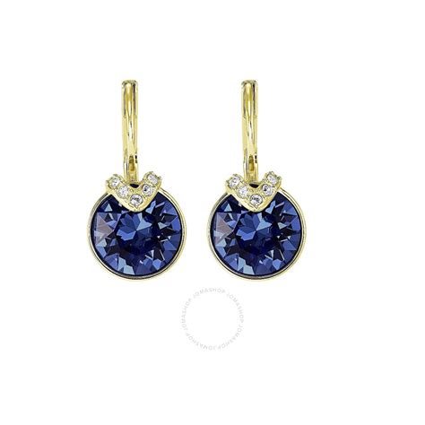 Swarovski Ladies Bella V Earrings In Blue And Yellow Gold Tone