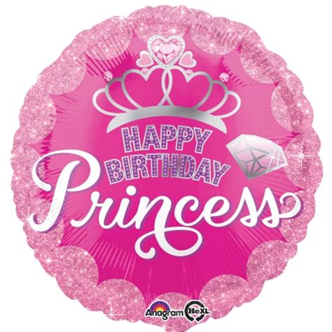 17″ Princess Crown And Gem Happy Birthday Foil Balloon Balloon Warehouse