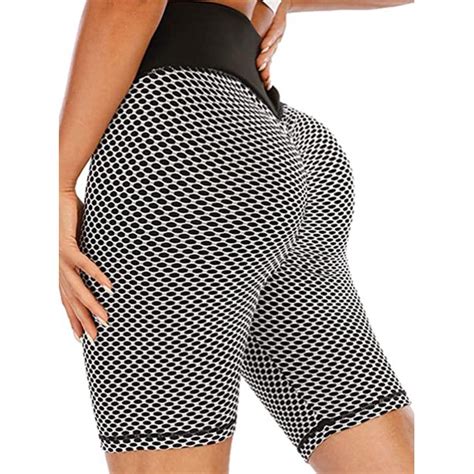 Dodoing Womens High Waistband Luxury Scrunch Butt Lifting Biker Short Leggings Yoga Bike Shorts