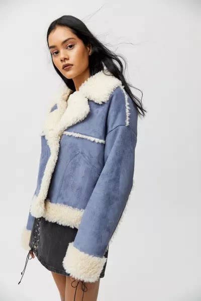 Uo Maria Faux Shearling Coat Urban Outfitters