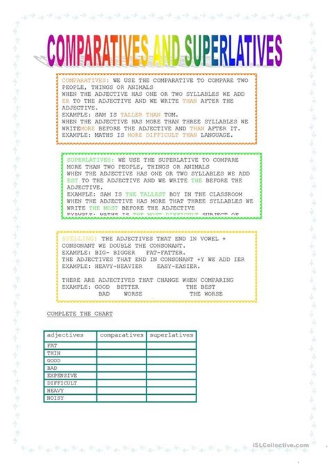 Comparatives And Superlatives Worksheet Free Esl Printable Worksheets