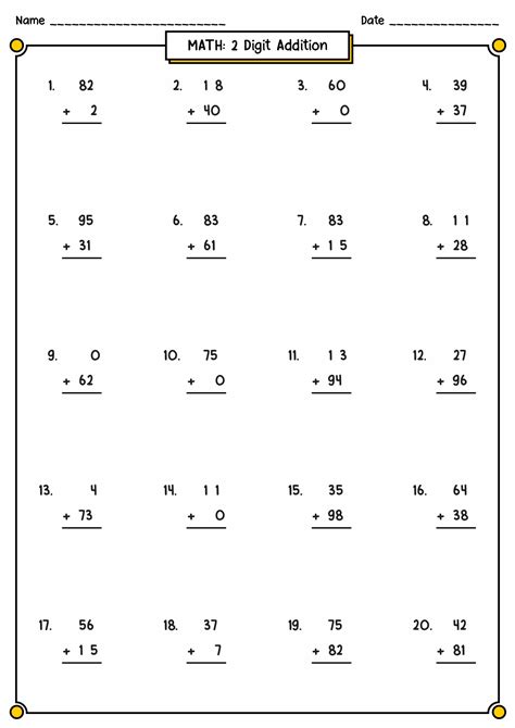Double Digit Addition With Regrouping Worksheets