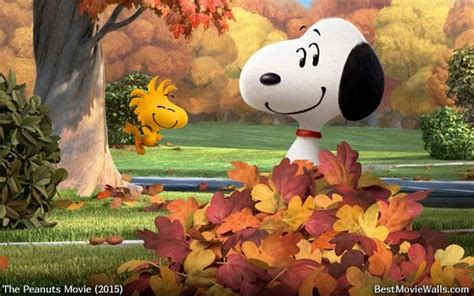 Snoopy Playing With Woodstock Beautiful Autumn Wallpaper For