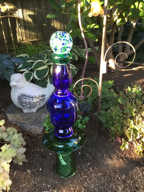 Pin By Linda Cowan On My Glass Garden Creations Glass Garden Art Glass Art Yard Art