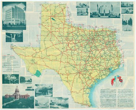 Laminated Map Large Scale Texas State Highway System Map Poster 20 X