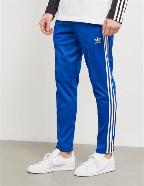 Adidas Originals Cotton Mens Beckenbauer Cuffed Track Pants Royal Blue