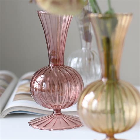 复古玻璃花瓶花器透明棕黄北欧ins风简约桌摆艺术花插装饰水培 阿里巴巴