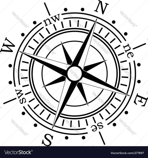 Compass Royalty Free Vector Image - VectorStock | Compass vector, Compass, Compass drawing
