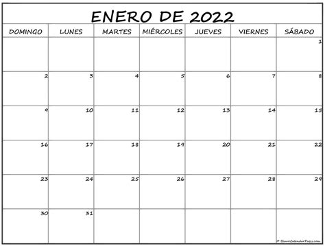 Enero De 2022 Calendario Gratis Calendario Enero