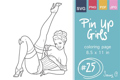 Vintage Pin Up Girls Coloring Clip Art Graphic By Sany O Creative