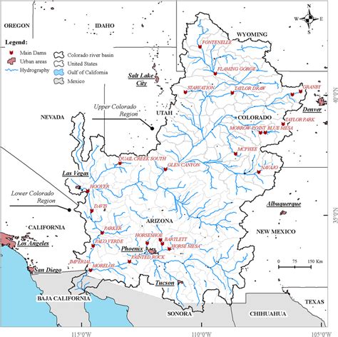 Colorado River Basin Showing The Main Dams Data From National Atlas Of