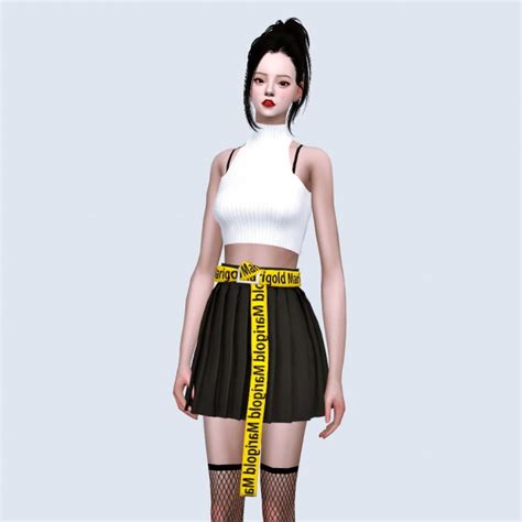 Sims4 Marigold Pleats Skirt With Marigold Belt • Sims 4 Downloads
