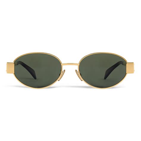 Céline Triomphe Metal 01 Sunglasses In Metal Gold Green Sunglasses Céline Eyewear Avvenice