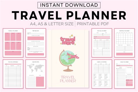 Printable Travel Planner Travel Journal Trip Itinerary Template Travel