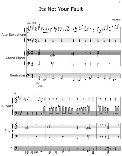 Its Not Your Fault Sheet Music For Alto Saxophone Piano Contrabass