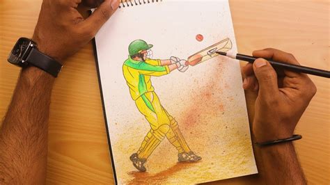 How To Draw A Cricket Player With Pastel And Pencil Colour Learn To Draw