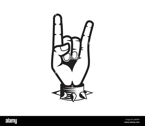 Rock On Hand Gesture Symbol With Silhouette Style Vector Stock Vector
