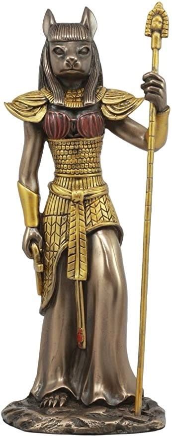 egyptian goddess bastet cat with spear statue 11 h ubasti etsy