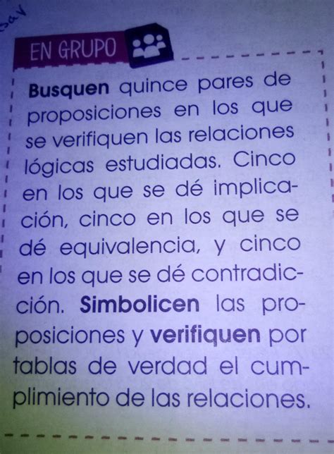 Busca Quince Pares De Proposiciones En Los Que Se Verifique La