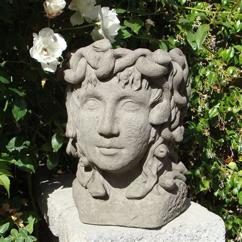 Medusa Head Planter Solid Stone Roman Goddess Face Planter Etsy Head Planters Flower Pot