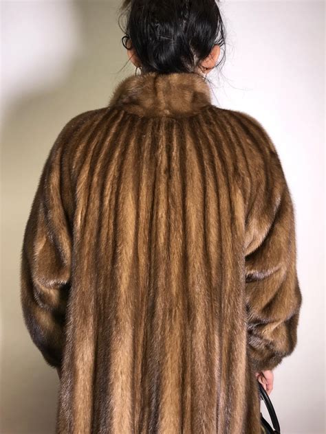 Long Mink Fur Coat By Emba The American Mink Silk Mink Natural Brown