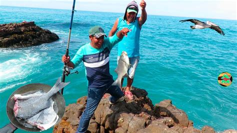 Pesca De Peces Grandes Con Anzuelo Y Con Cangrejo Rojo En El Mar