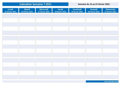 Looks great on small screens, big screens and on print. Semaine 7 2021 : dates, calendrier et planning -Calendrier ...