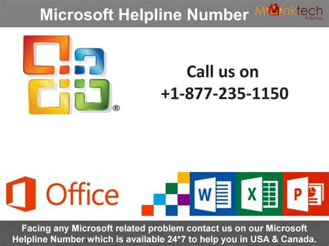 Microsoft Helpline Number And Office Logo With The Companys Name On It