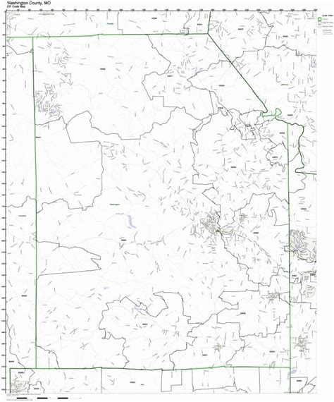 Washington County Missouri Mo Zip Code Map Not Laminated