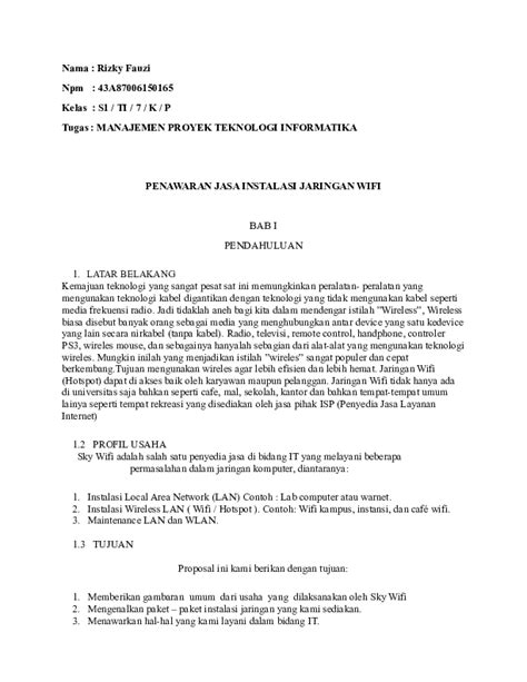 Contoh Proposal Penawaran Jasa Pemasangan Jaringan Komputer Retorika