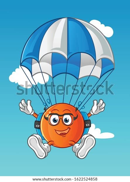 Emoticon Emoji Skydiving Cartoon Parachutes Glasses Stock Vector