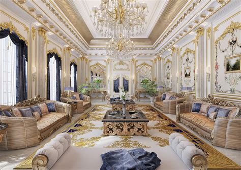 Room Design Living Room Sofa Furniture Luxury Mansion Chandelier