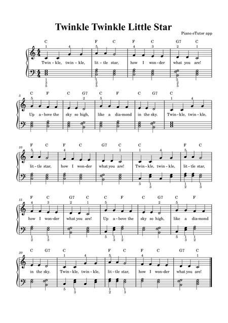 Twinkle Twinkle Little Star Piano Sheet Music By Traditional Digital Sheet Music For Score