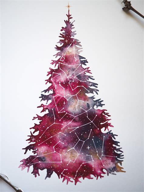 Galaxy Christmas Tree Ii A4 Size Print Christmas Tree Twelve Etsy