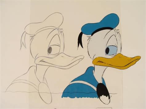 Production Donald Duck Cel Drawing Orig Profile Face