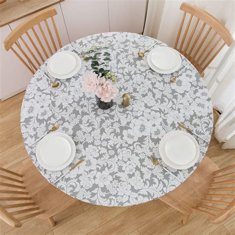 Nlmuvw Round Fitted Vinyl Tablecloth With Elastic Edge 100