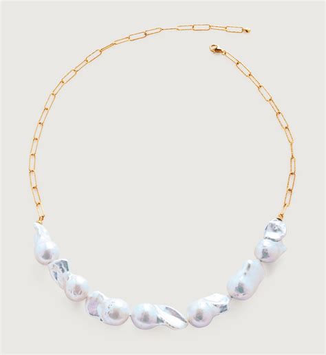 Baroque Pearl Necklace In 18ct Gold Vermeil On Sterling Silver And