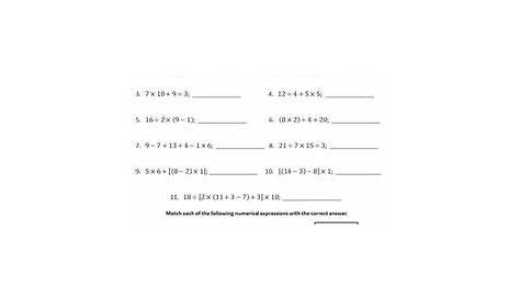 printable math worksheets order of operations
