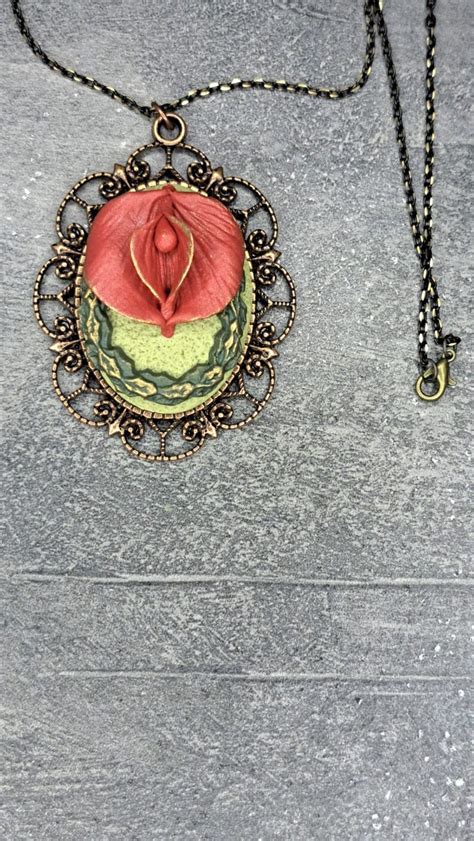Vulva Necklace Polymer Clay Marble Vagina Necklace Sappho Jewelry