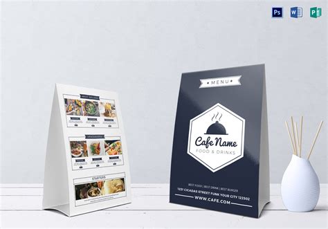 Cafe Menu Table Tent Design Template In Psd Word Publisher