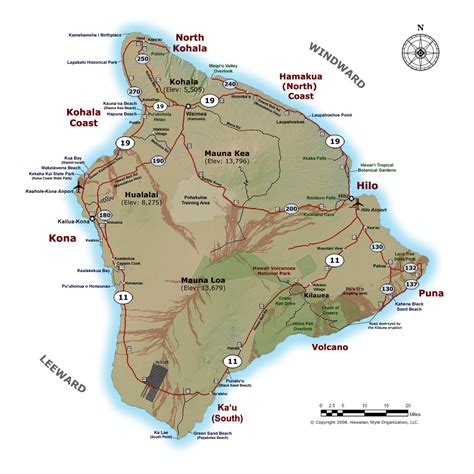 Detailed Map Of Big Island Of Hawaii With Roads Cities