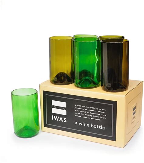 Iwas Upcycled Tall Drinking Glasses 400 Ml 13 53 Oz Recycled Glass Tumblers Set Of 6
