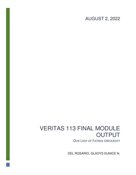 VRTS113 Final Module Output VERITAS 113 FINAL MODULE OUTPUT OUR LADY