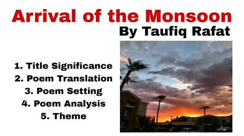 Arrival Of The Monsoon By Taufiq Rafat Poem Translation Analysis And