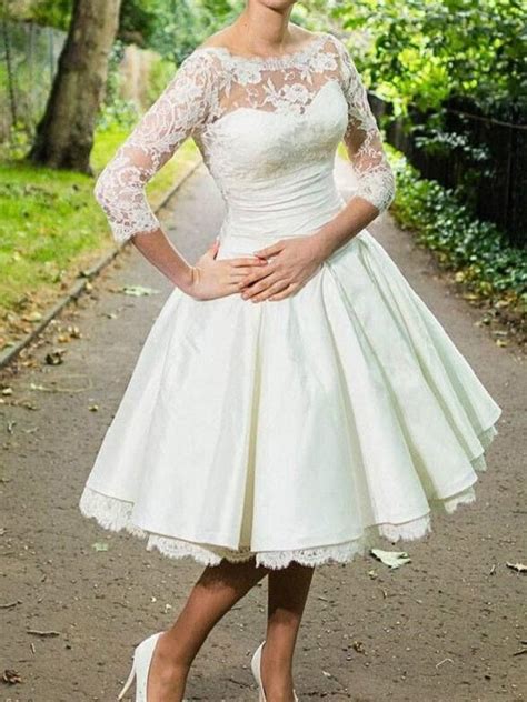 Tea Length Wedding Dresses With Sleeves Wedding Dresses Vintage 1950s