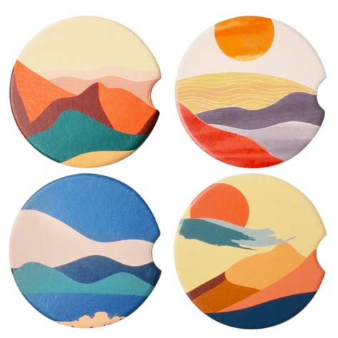 Car Coasters 4 Pack 256 Absorbent Ceramic Coasters For Car